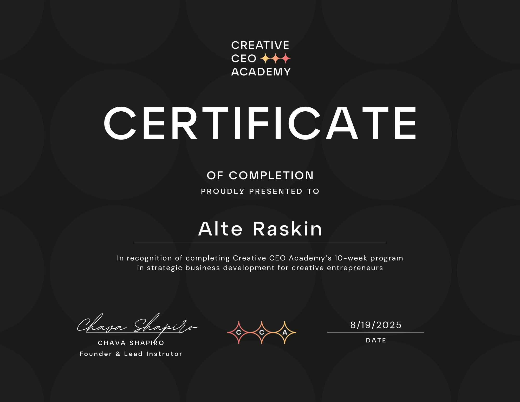 Creative CEO Academy certification